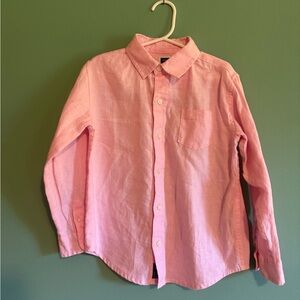 Janie And Jack Boys Linen Shirt Long Sleeve Rolling Cuffs Pink, Size 5